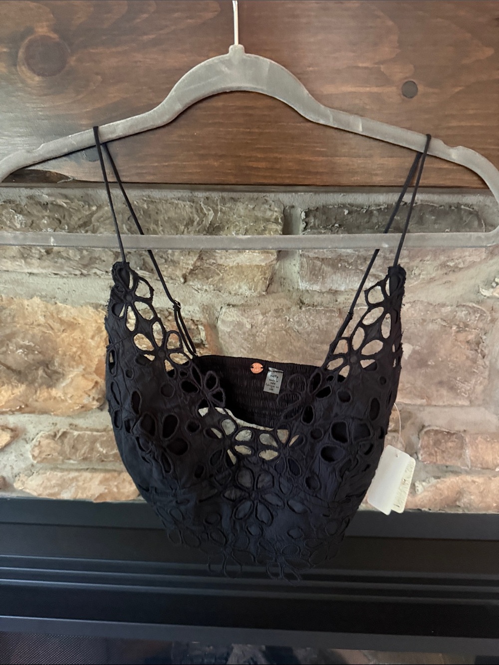 Free people Black Floral Cutout Bralette Crop Top
